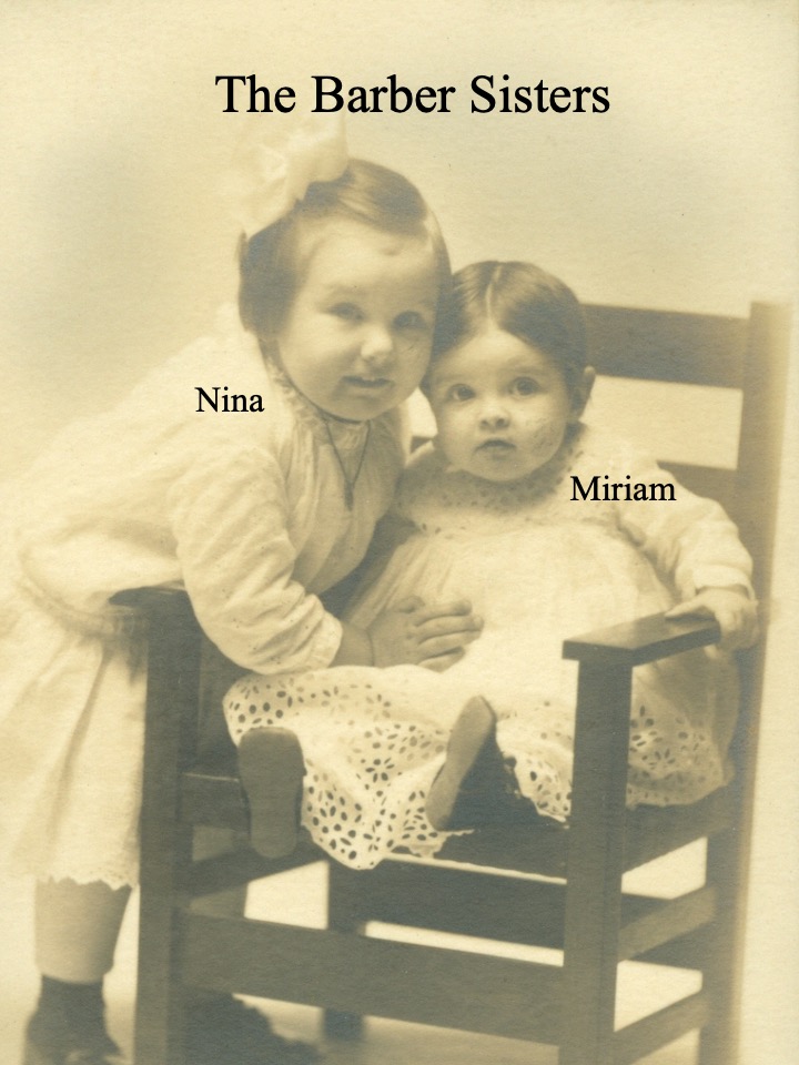 Slide 1: The Barber sisters, Nina (left) and Miriam (right), as toddlers.