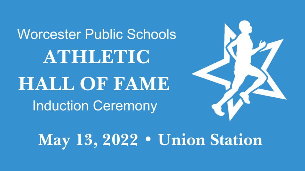 Icon of an athlete with a large star behind them; Worcester Public Schools Athletic Hall of Fame; May 13, 2022; Union Station